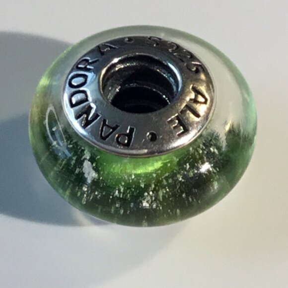 Disney Tinker Bell Green Glass PANDORA Charm Sterling Silver - Picture 4 of 6
